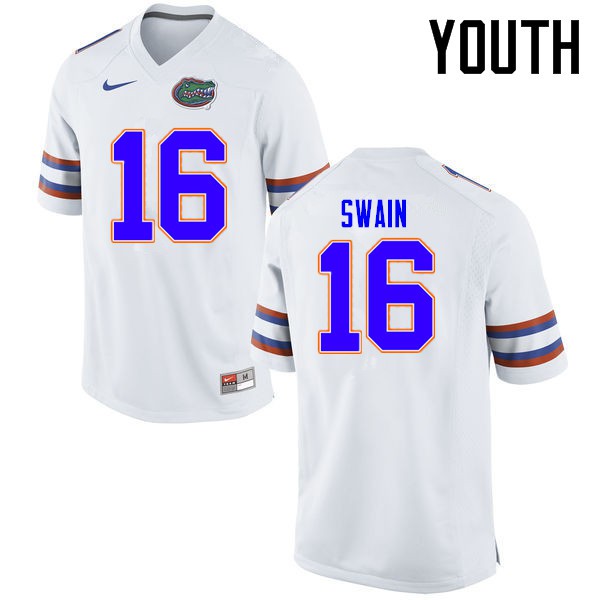Florida Gators Youth #16 Freddie Swain College Football Jerseys White